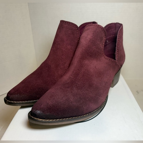 Steve Madden Austin Maroon Suede Leather Ankle Boots - Picture 10 of 11